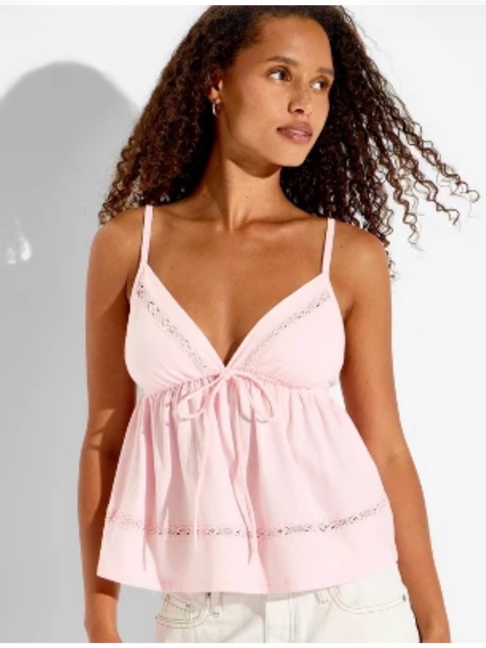 Wild Fable Pink Lace-Trim Babydoll Cami